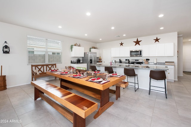 view of tiled dining area