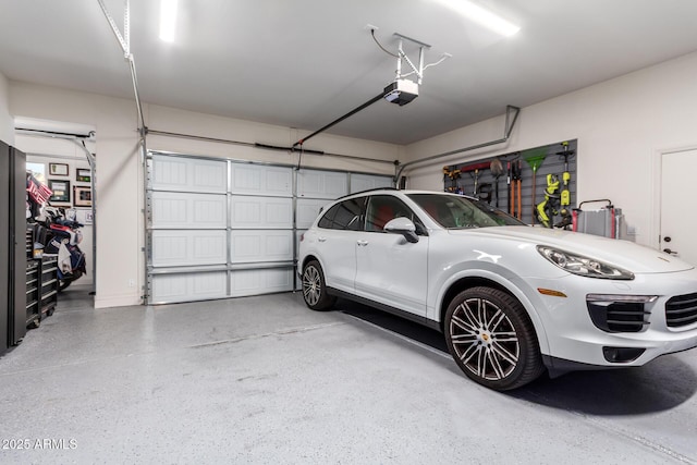 garage with a garage door opener