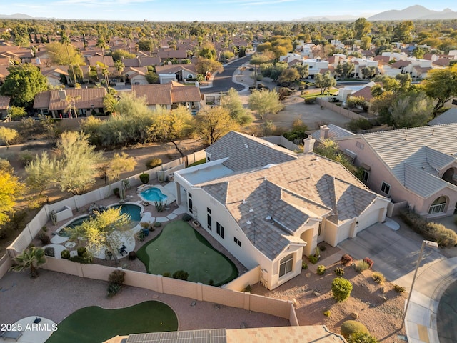 aerial view with a residential view