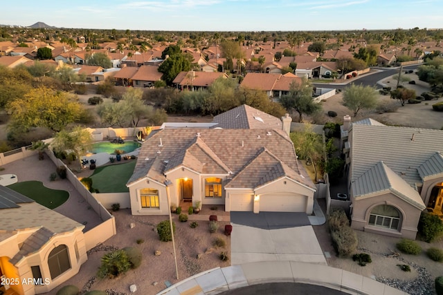 aerial view with a residential view