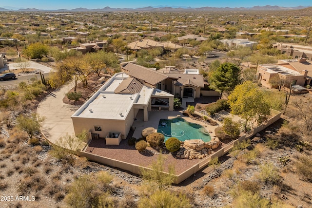 bird's eye view with a mountain view