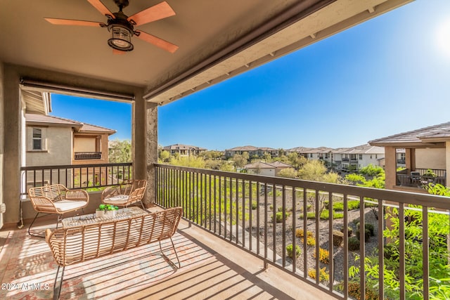 balcony with ceiling fan