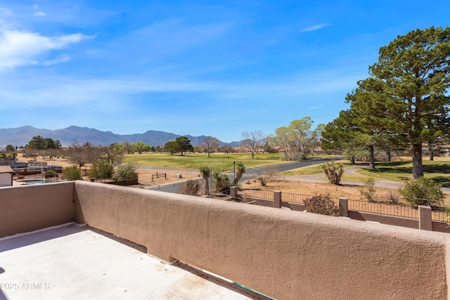 balcony with a mountain view