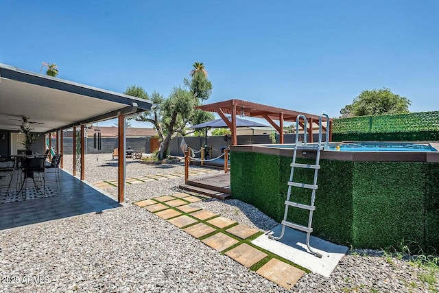 11215 N 37th Ave, Phoenix, AZ 85029 - view of jungle gym featuring a fenced backyard, ceiling fan, and a patio