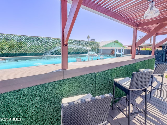 11215 N 37th Ave, Phoenix, AZ 85029 - view of pool featuring a fenced backyard, a pergola, and a deck