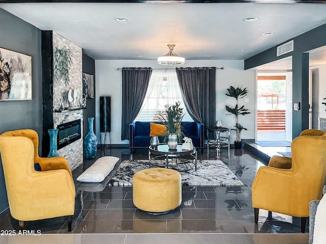 11215 N 37th Ave, Phoenix, AZ 85029 - living room with plenty of natural light, a fireplace, and recessed lighting