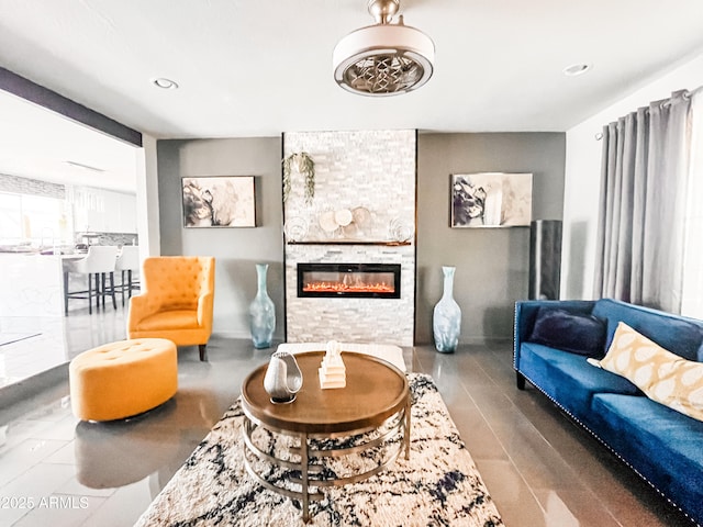 11215 N 37th Ave, Phoenix, AZ 85029 - living area with a stone fireplace and recessed lighting