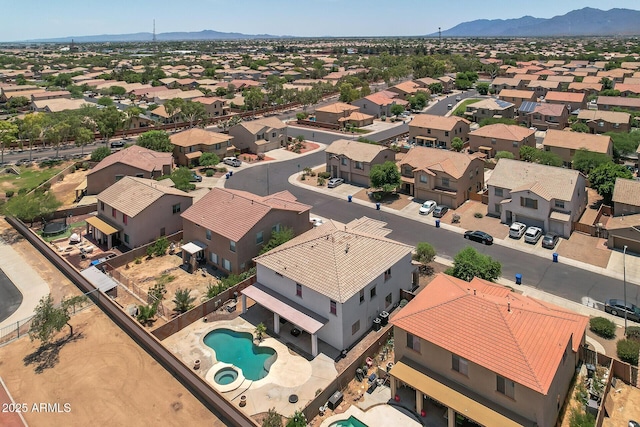 drone / aerial view with a mountain view