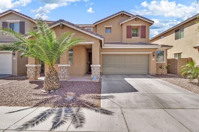 121 W Hackberry Dr, Chandler, AZ 85248 - view of front of property with stucco siding, driveway, a garage, and fence