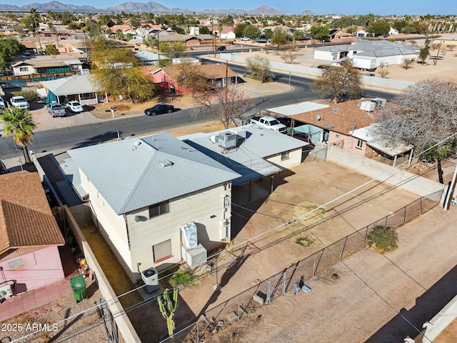 bird's eye view featuring a mountain view and a residential view