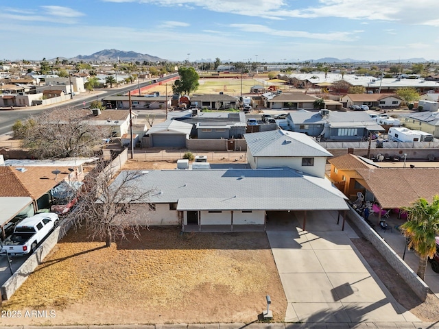 aerial view with a residential view and a mountain view