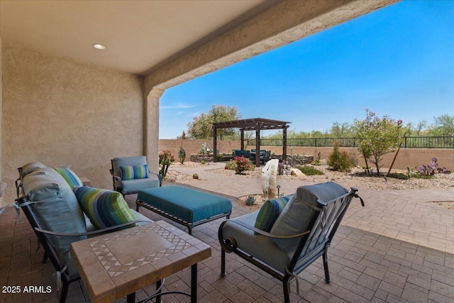 10914 E Tarragon Ave, Mesa, AZ 85212 - fenced backyard featuring a pergola and a patio