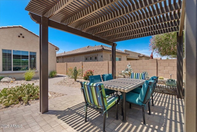 10914 E Tarragon Ave, Mesa, AZ 85212 - view of patio featuring outdoor dining area and a pergola