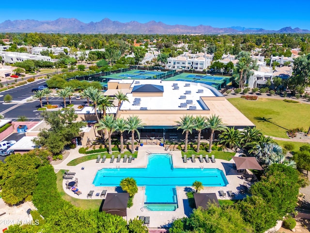 bird's eye view featuring a mountain view