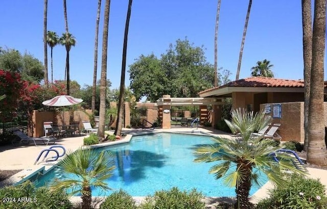 view of pool featuring a patio area