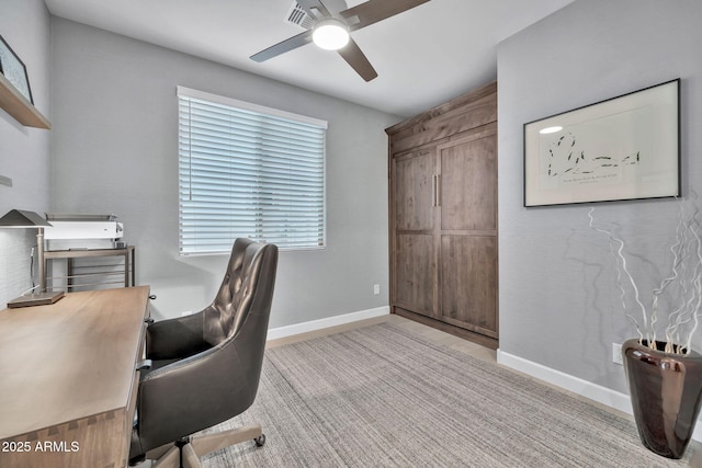 office featuring ceiling fan