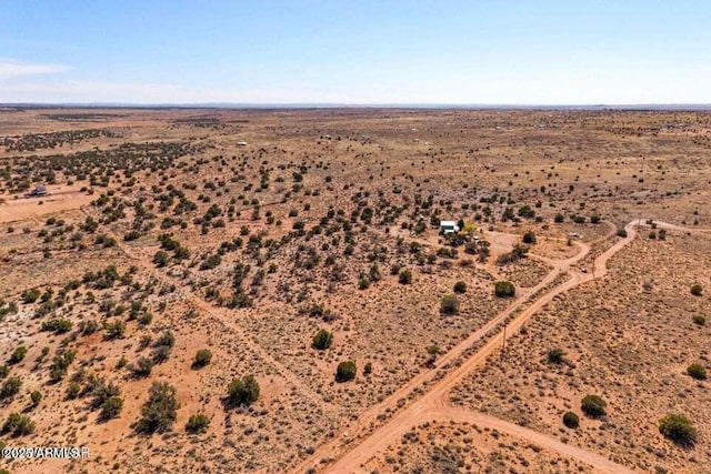 bird's eye view featuring a rural view and view of desert