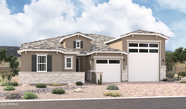 view of front of property with a garage