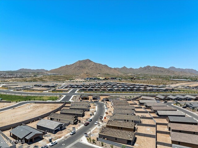 aerial view featuring a residential view and a mountain view