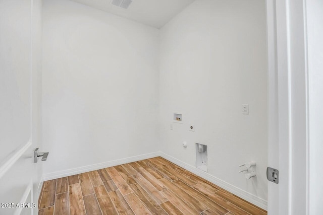 3310 Iron King Cir, Prescott, AZ 86301 - clothes washing area featuring electric dryer hookup, gas dryer hookup, laundry area, wood tiled floor, and hookup for a washing machine