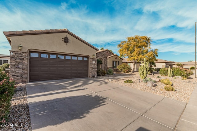 view of front of property with a garage