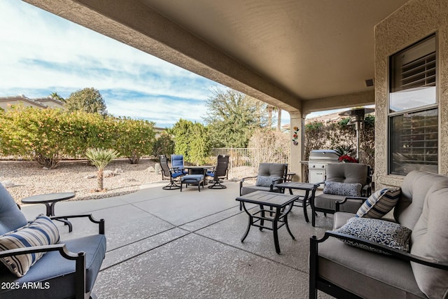 view of patio with an outdoor living space