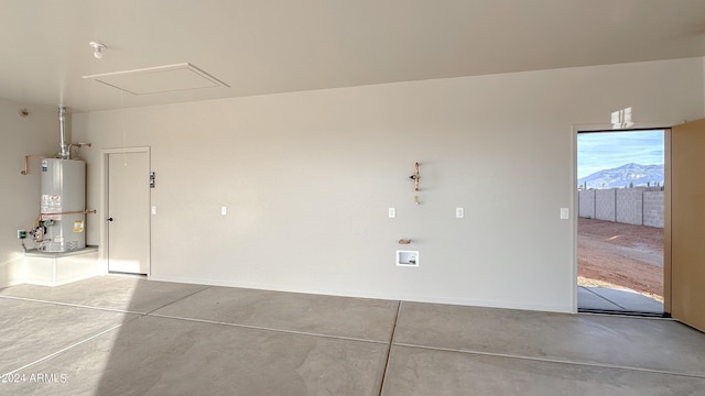 garage featuring water heater