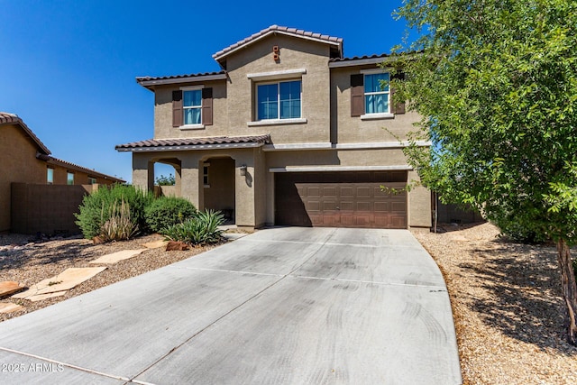 4010 W Coles Rd, Laveen, AZ 85339 - view of front of property with a tile roof, stucco siding, an attached garage, and driveway