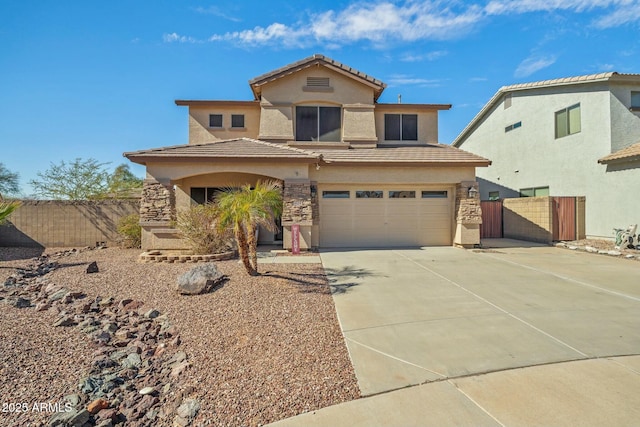 view of front of property featuring a garage