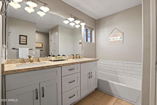 809 W St Moritz Dr, Payson, AZ 85541 - bathroom featuring a garden tub, a sink, and a chandelier