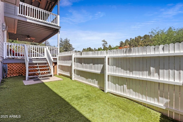 809 W St Moritz Dr, Payson, AZ 85541 - view of yard with a balcony, stairway, fence, and a wooden deck