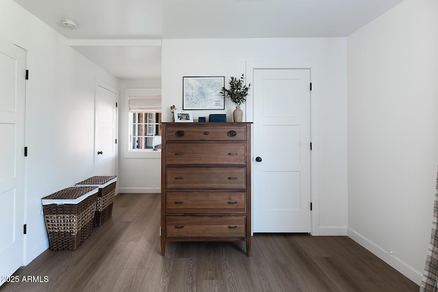 interior space with dark hardwood / wood-style flooring