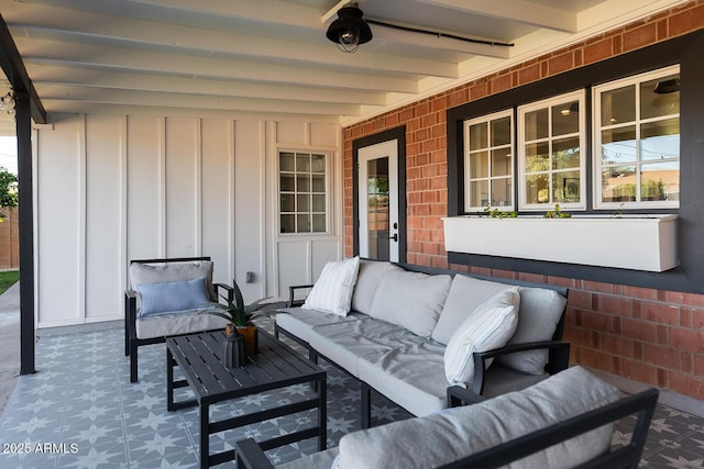 view of patio featuring an outdoor hangout area