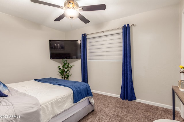 bedroom with carpet floors and ceiling fan