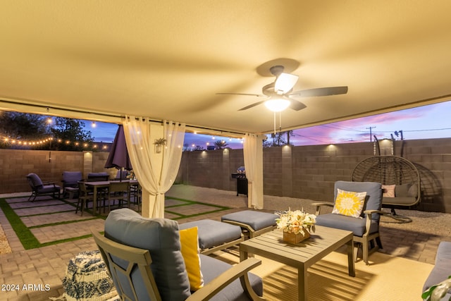 view of patio / terrace featuring ceiling fan