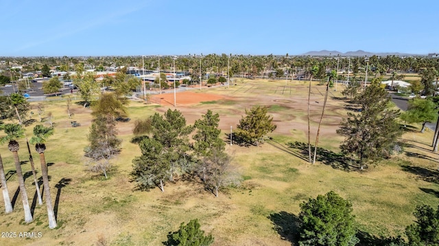 drone / aerial view featuring a mountain view