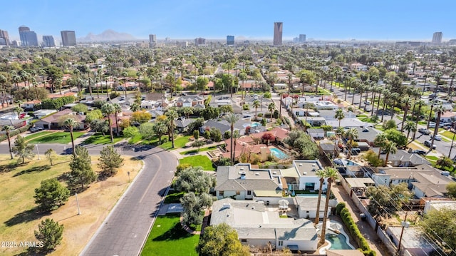 drone / aerial view with a view of city