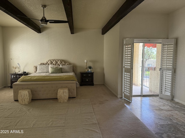 8426 N 15th Dr, Phoenix, AZ 85021 - bedroom with beamed ceiling, baseboards, and access to outside