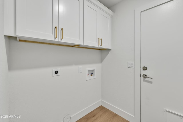 1001 N Nielson St, Gilbert, AZ 85234 - washroom featuring cabinet space, baseboards, light wood finished floors, hookup for a washing machine, and hookup for an electric dryer
