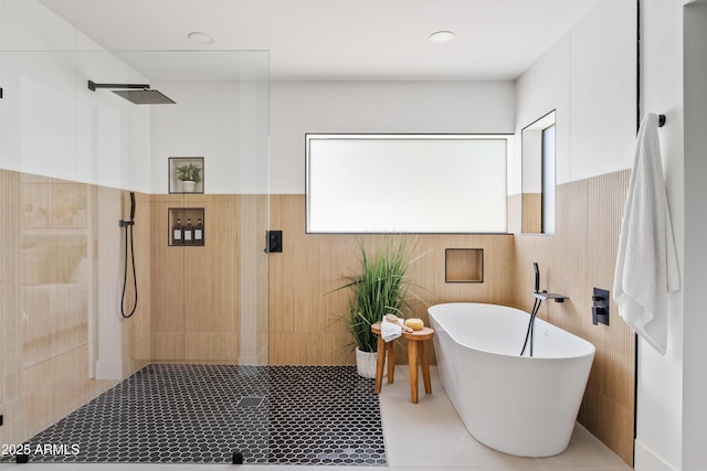 bathroom with independent shower and bath