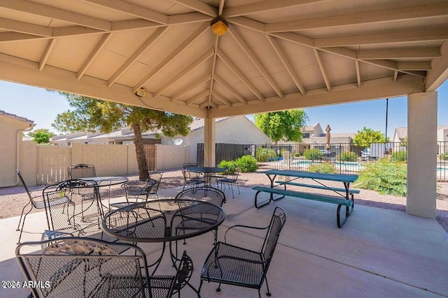 view of patio / terrace with outdoor dining space and a fenced backyard