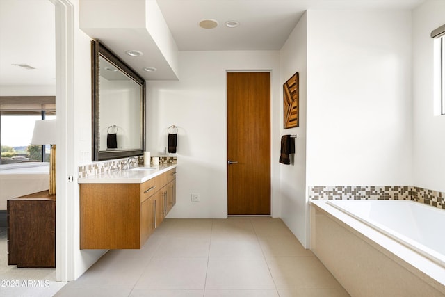 9894 E Miramonte Dr, Scottsdale, AZ 85262 - full bath featuring vanity, a garden tub, and tile patterned floors