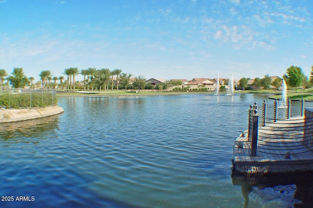 view of dock featuring a water view