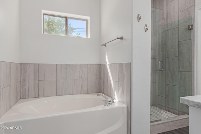 bathroom with independent shower and bath