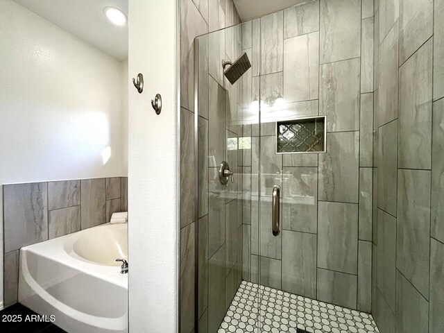 26719 S 195th St, Queen Creek, AZ 85142 - bathroom featuring a stall shower and a garden tub