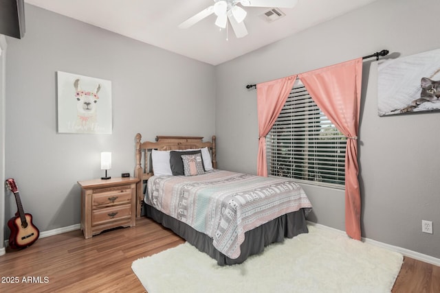 26719 S 195th St, Queen Creek, AZ 85142 - bedroom with light wood-style floors, baseboards, visible vents, and a ceiling fan