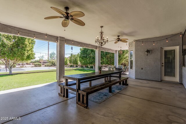 26719 S 195th St, Queen Creek, AZ 85142 - view of patio / terrace with outdoor dining space and a ceiling fan