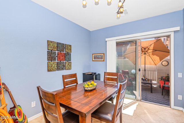 3932 E Melinda Dr, Phoenix, AZ 85050 - dining area featuring baseboards, visible vents, and light tile patterned floors