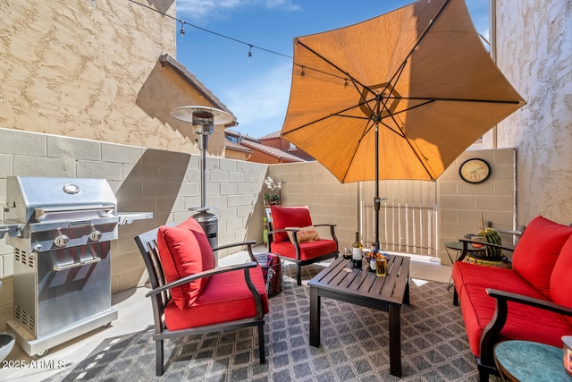 3932 E Melinda Dr, Phoenix, AZ 85050 - view of patio featuring area for grilling, an outdoor living space, and fence private yard