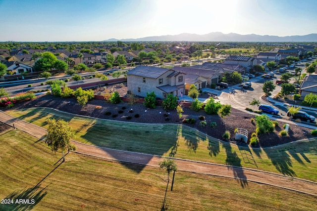 birds eye view of property featuring a mountain view